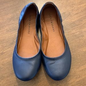 Gently worn navy blue Lucky Emmie flats